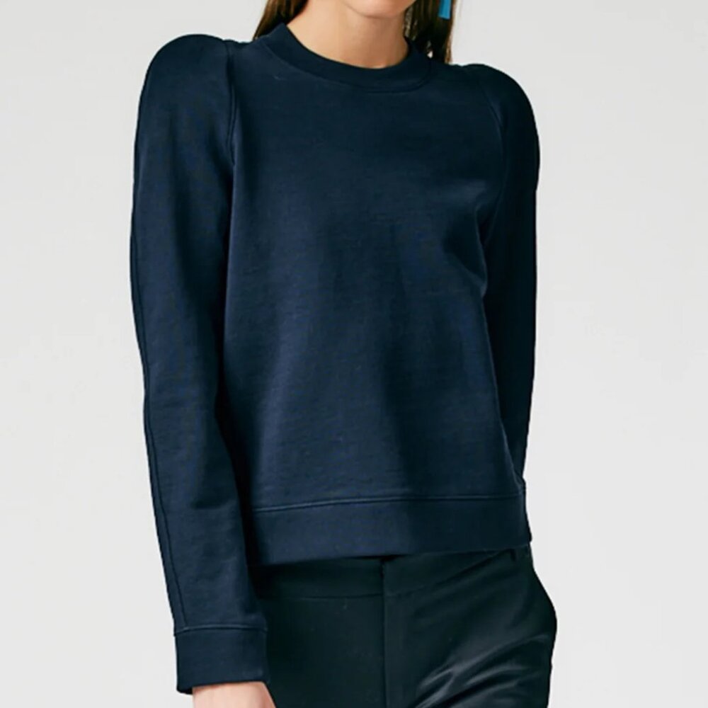 Tibi Sculpted Shoulder Sweatshirt, Navy, XXS, NWT